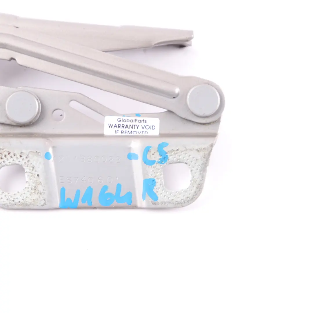 Bonnet Hood Hinge Right O/S Cubanite Silver - 723 A2518800228 to Mercedes ML W164 with Part number A2518800428 Mercedes ML W164 Bonnet Hood Hinge Right O/S Cubanite Silver - 723 A2518800228 - SKU A2518800428-CS - Part number A2518800428