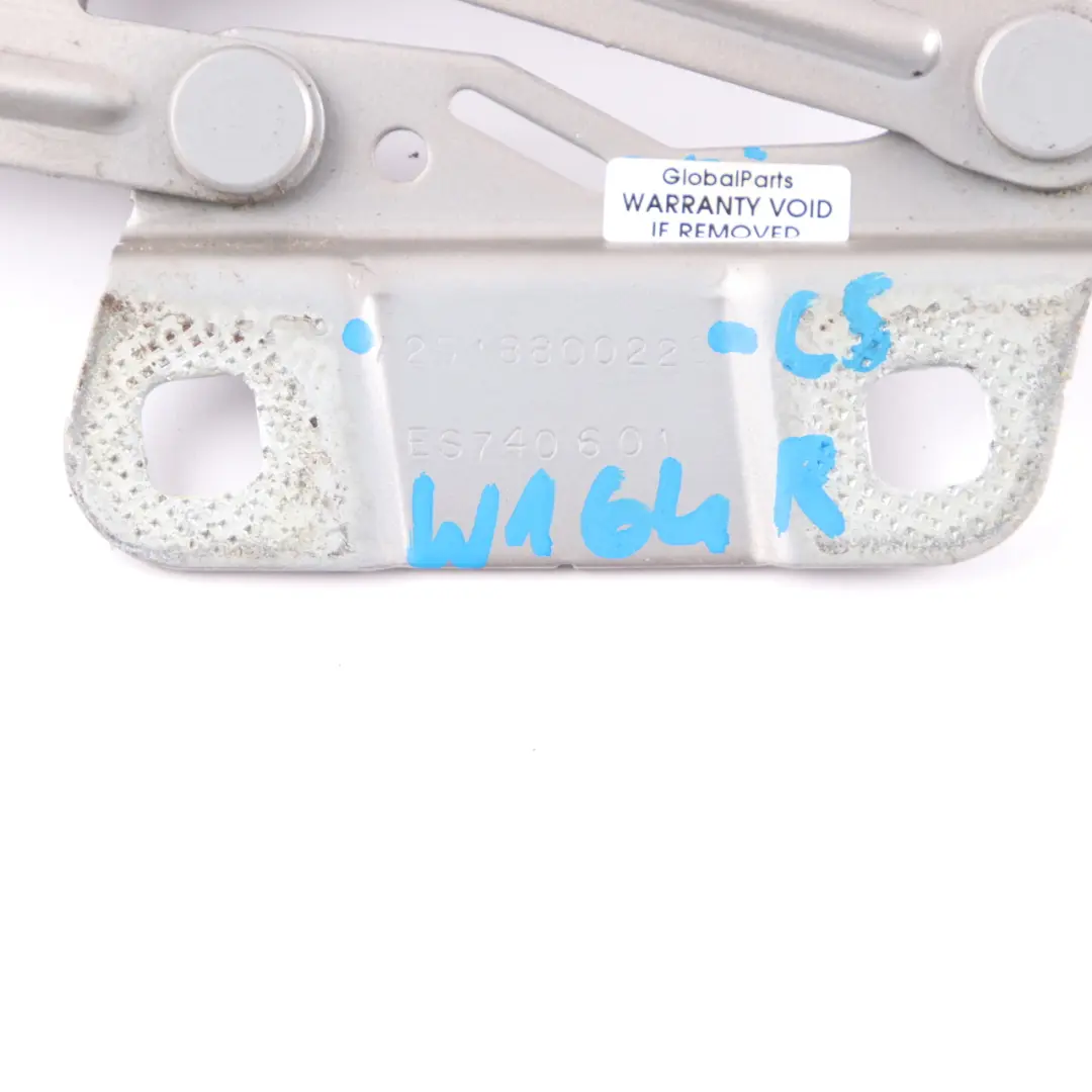 Bonnet Hood Hinge Right O/S Cubanite Silver - 723 A2518800228 to Mercedes ML W164 with Part number A2518800428 Mercedes ML W164 Bonnet Hood Hinge Right O/S Cubanite Silver - 723 A2518800228 - SKU A2518800428-CS - Part number A2518800428