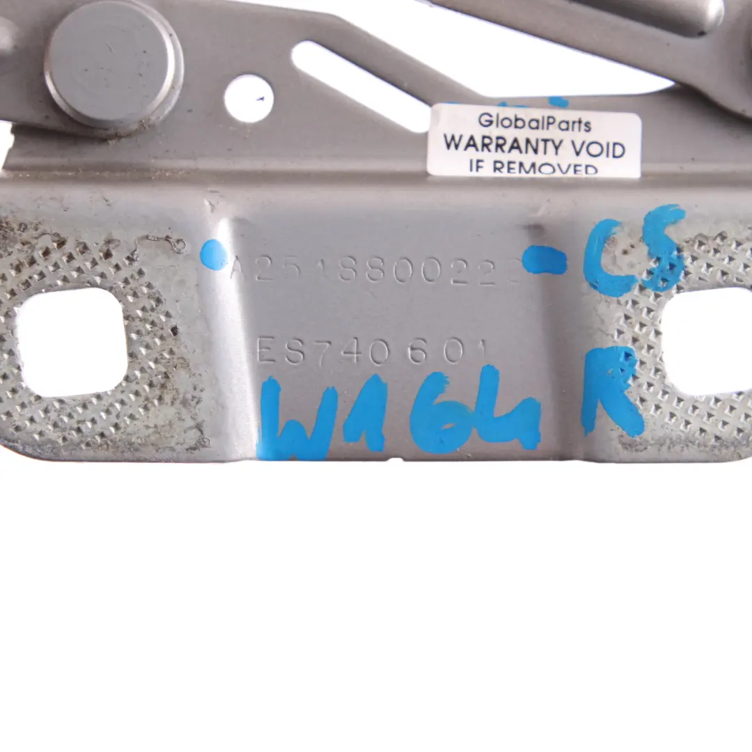 Bonnet Hood Hinge Right O/S Cubanite Silver - 723 A2518800228 to Mercedes ML W164 with Part number A2518800428 Mercedes ML W164 Bonnet Hood Hinge Right O/S Cubanite Silver - 723 A2518800228 - SKU A2518800428-CS - Part number A2518800428