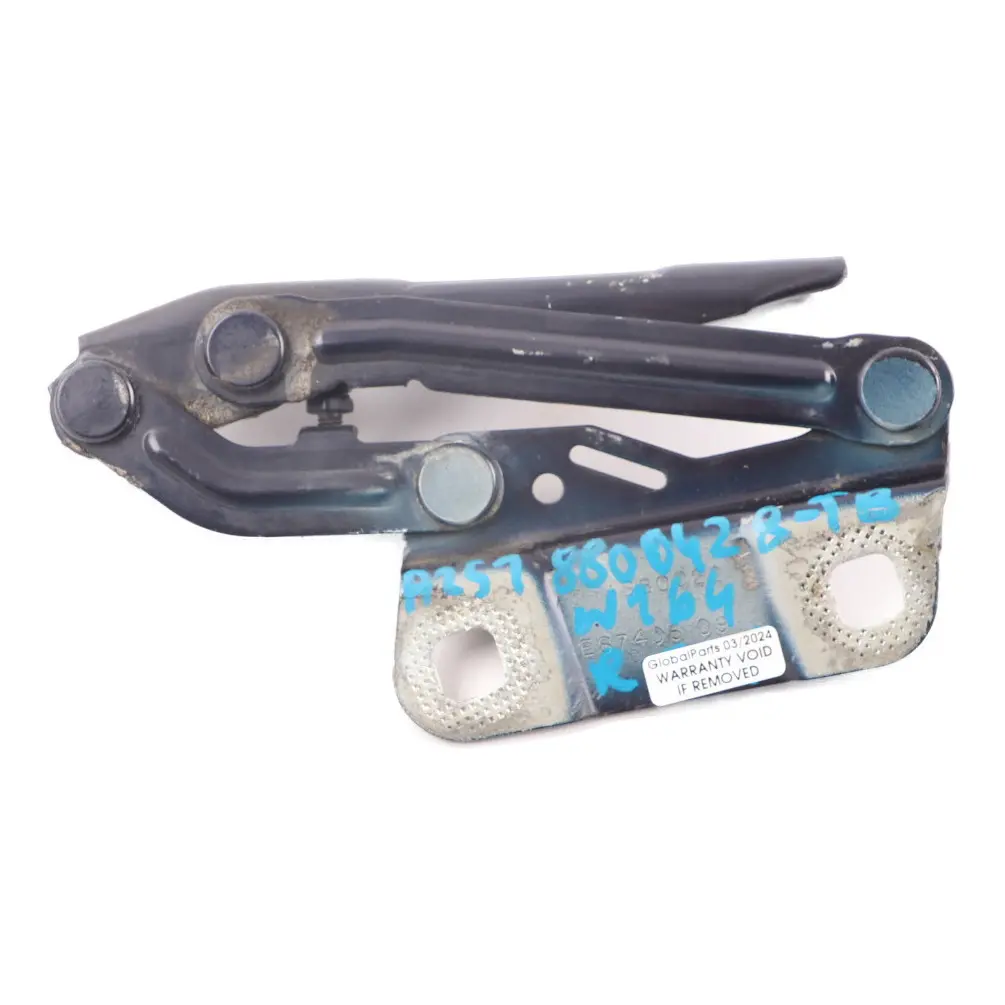 Bonnet Hood Hinge Right Tanzanite Blue Metallic 359 A2518800228 to Mercedes W164 with Part number A2518800428 Mercedes W164 Bonnet Hood Hinge Right Tanzanite Blue Metallic 359 A2518800228 - SKU A2518800428-TB - Part number A2518800428