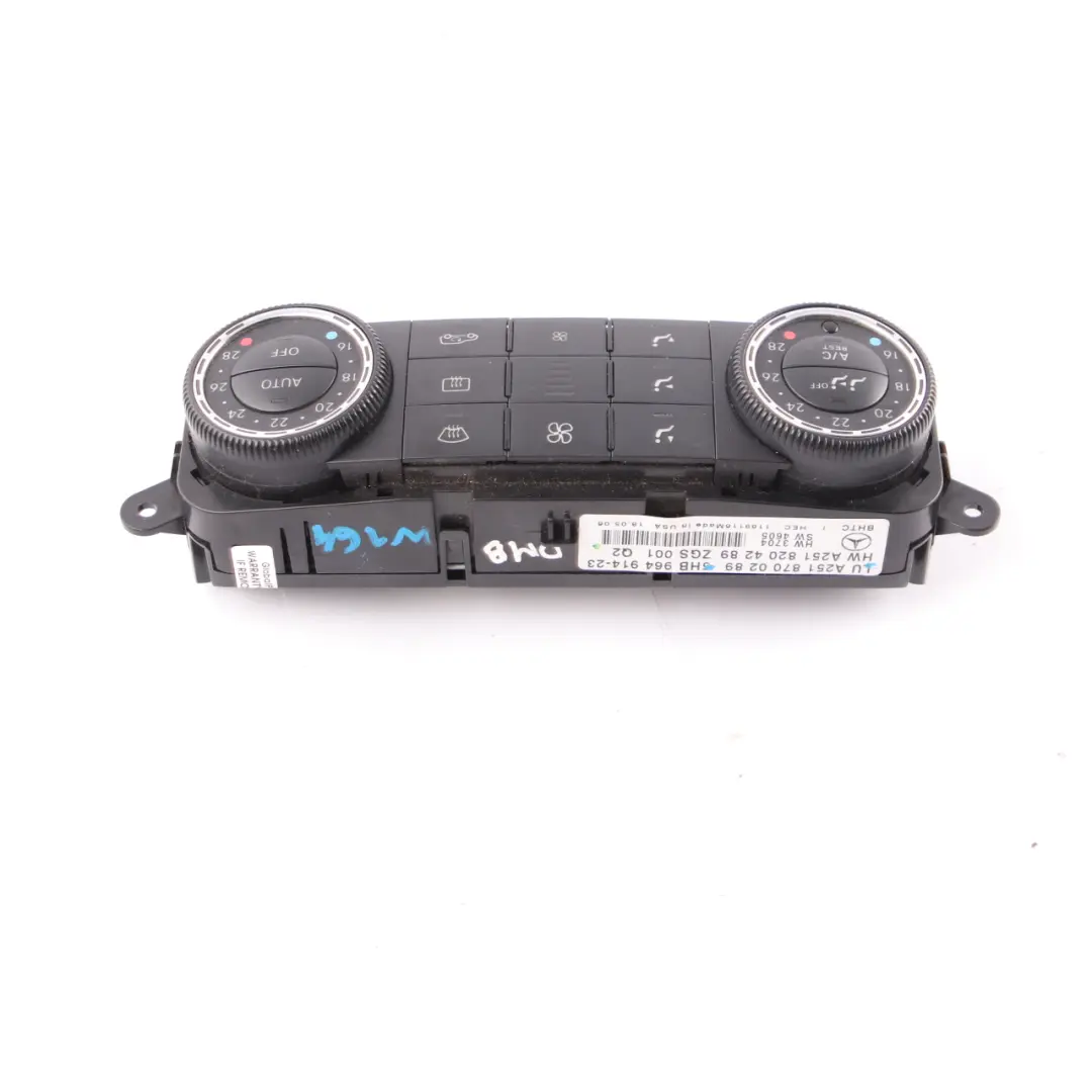 Mercedes ML W164 GL X164 AC Climate Heater Control Unit Switch Panel A2518700289 - SKU A2519000001 - Part number A2519000001