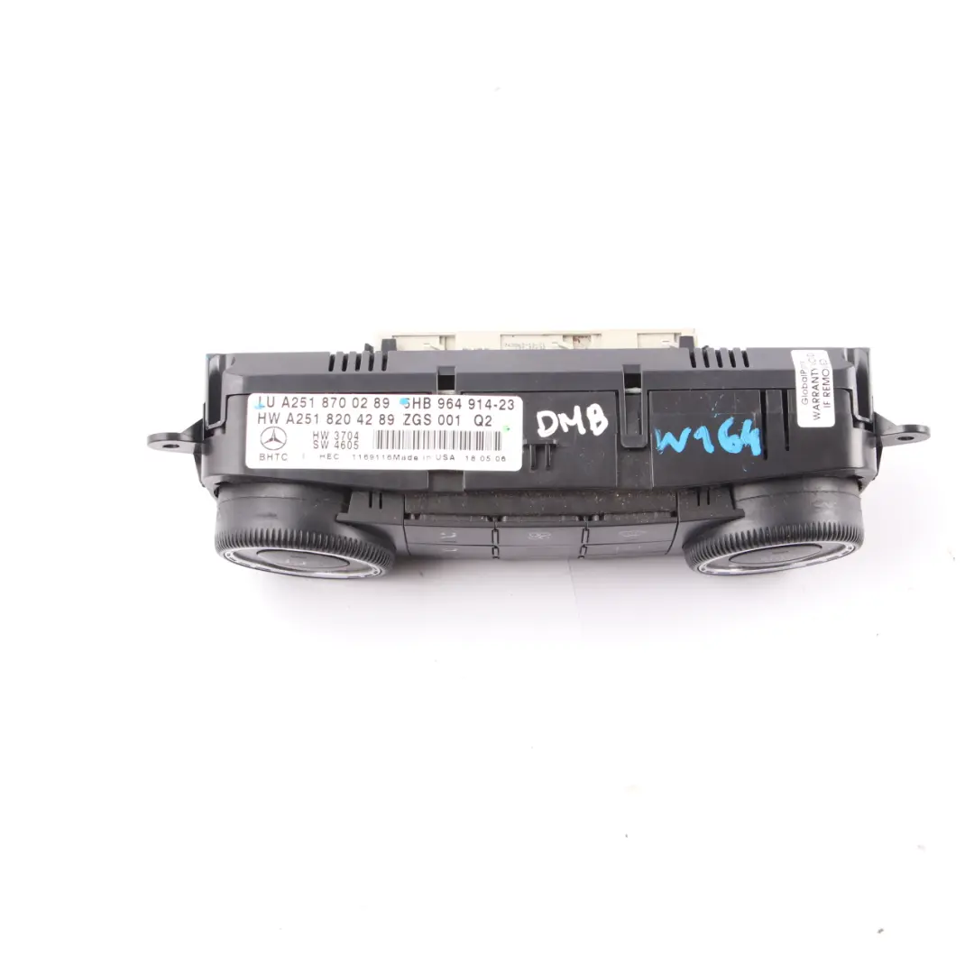 Mercedes W164 X164 Panel Przełącznik Klimatyzacji A2518700289 - SKU A2519000001 - Numer Części A2519000001