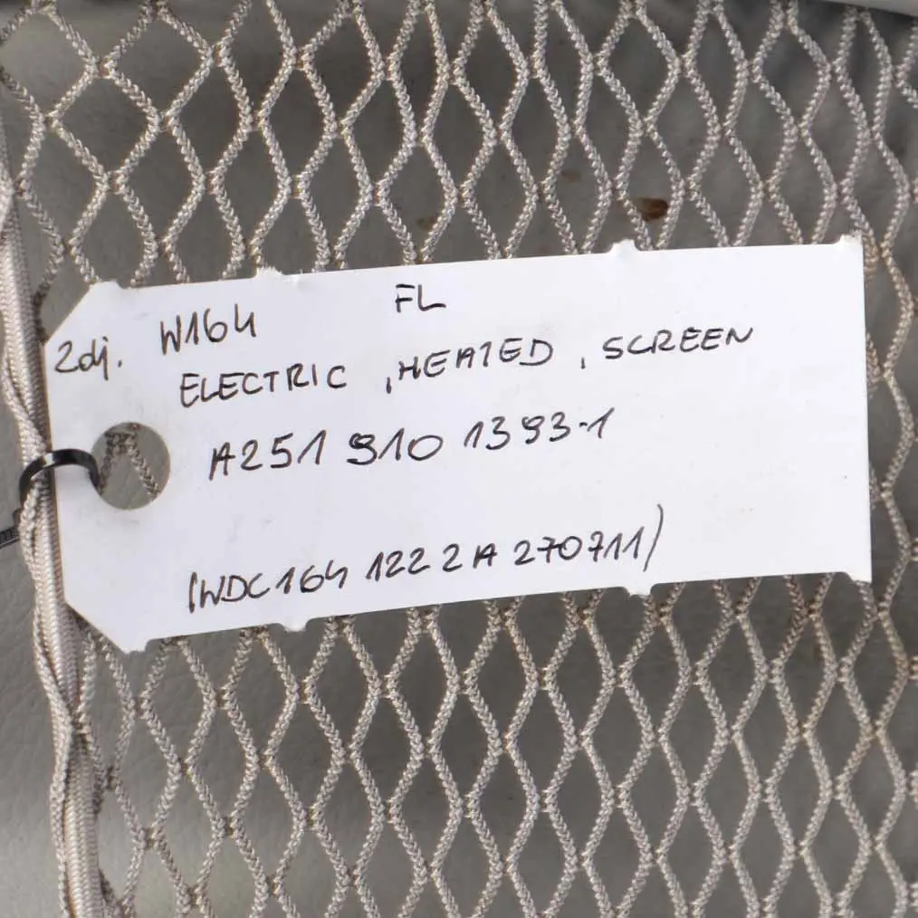 Front Seat Mercedes W164 Left N/S Leather Alcantara Grey Electric Heated Screen to with Part number A2519101393 Front Seat Mercedes W164 Left N/S Leather Alcantara Grey Electric Heated Screen - SKU A2519101393-1 - Part number A2519101393