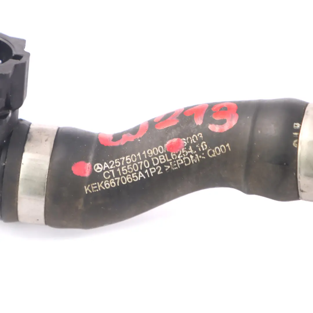 Coolant Hose Mercedes W213 C238 OM256 Expansion Tank Radiator Line to with Part number A2575011900 Coolant Hose Mercedes W213 C238 OM256 Expansion Tank Radiator Line - SKU A2575011900 - Part number A2575011900