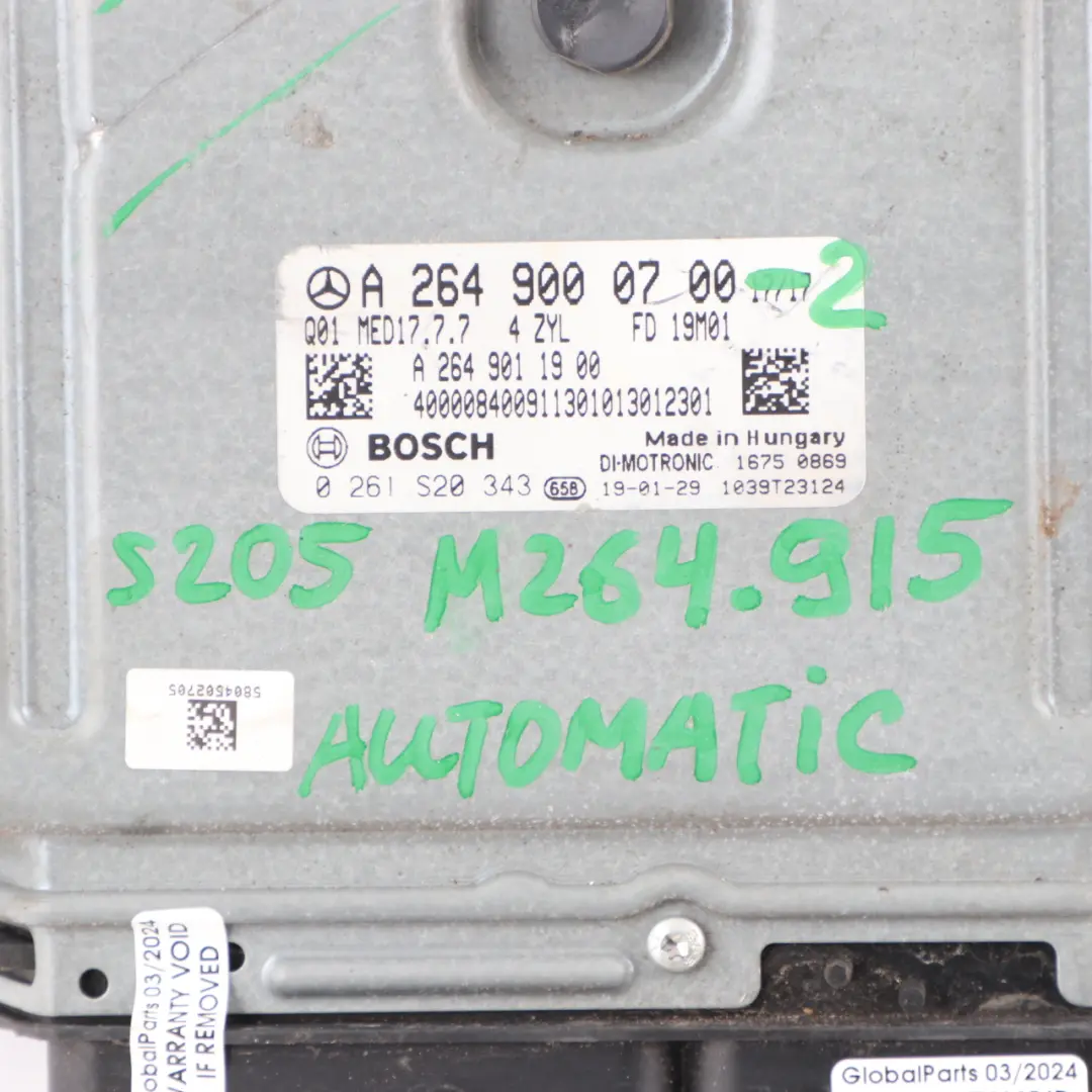 Mercedes W205 C 200 264915 264.915 184HP Engine ECU Module Automatic - SKU A2649000700-2 - Part number A2649000700