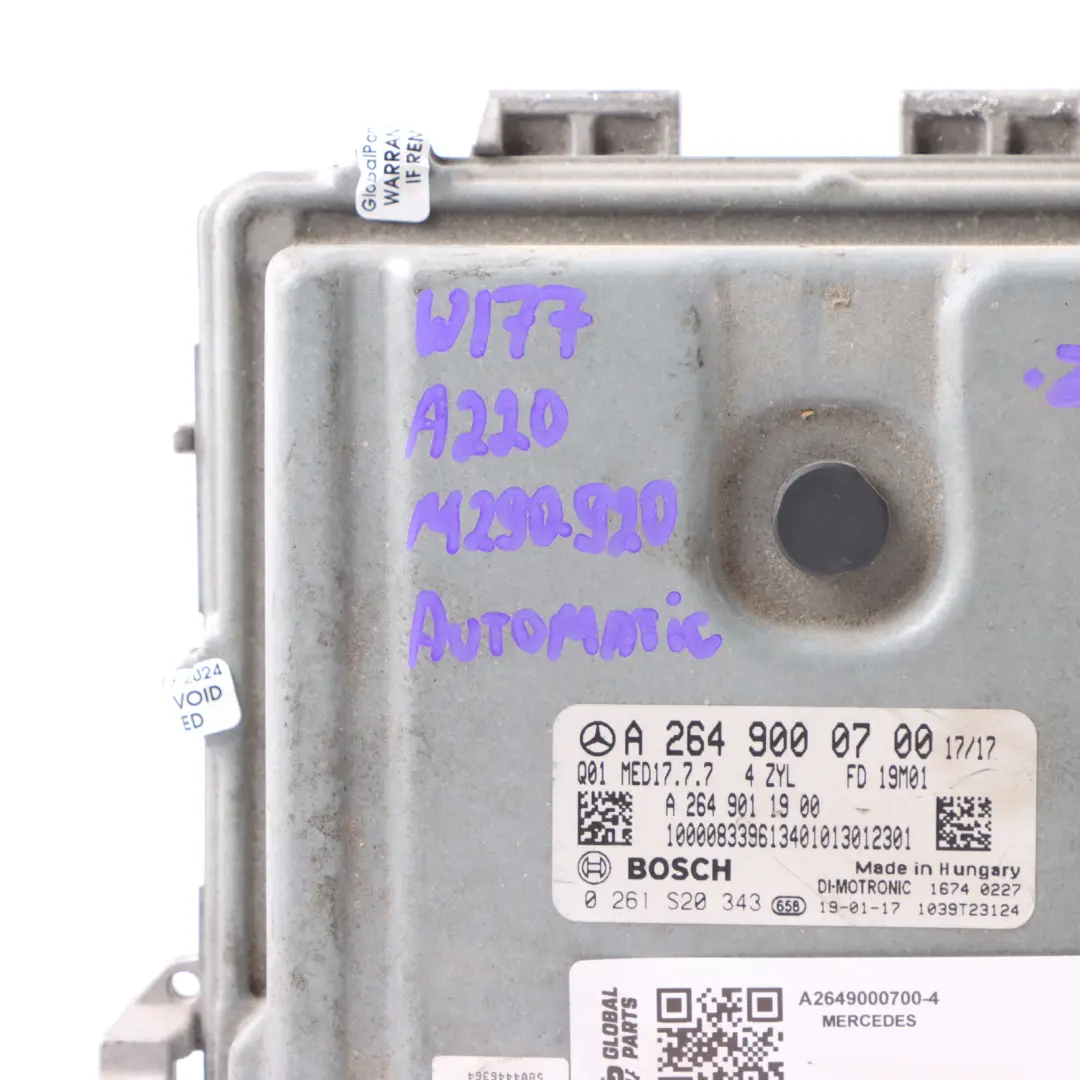Mercedes W177 A220 260920 260.920 190HP Engine ECU Unit Automatic - SKU A2649000700-4 - Part number A2649000700