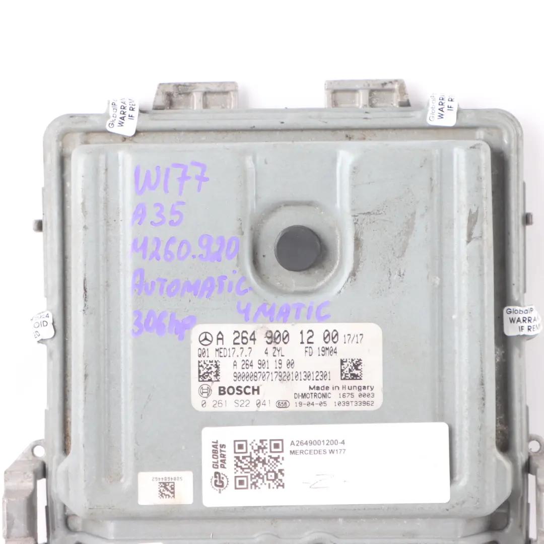 306HP 260,920 4Matic Motore ECU di controllo per Mercedes W177 A35 AMG con numero di parte A2649001200 Mercedes W177 A35 AMG 306HP 260,920 4Matic Motore ECU di controllo - SKU A2649001200-4 - Numero di parte A2649001200