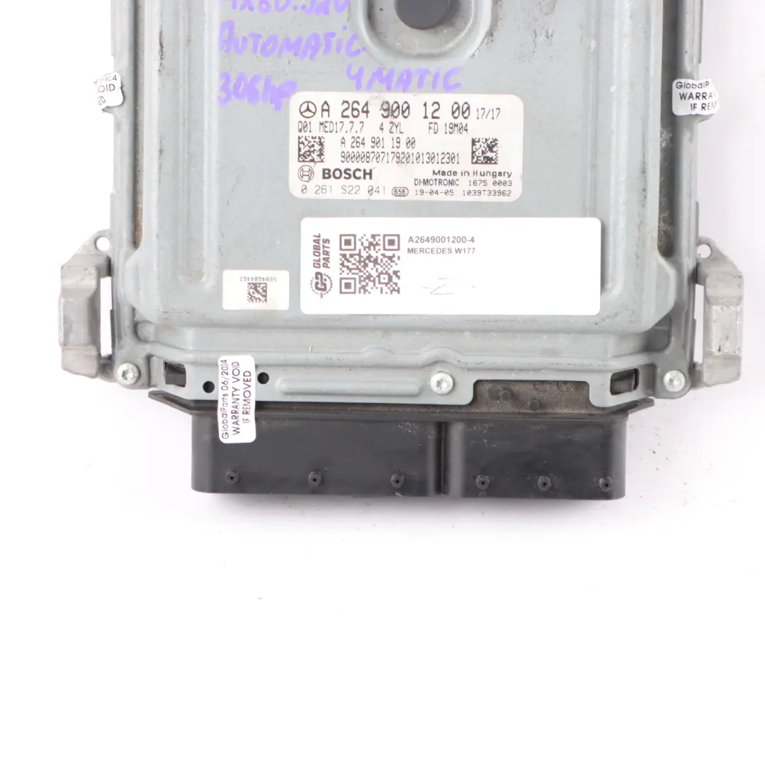 306HP 260,920 4Matic Motore ECU di controllo per Mercedes W177 A35 AMG con numero di parte A2649001200 Mercedes W177 A35 AMG 306HP 260,920 4Matic Motore ECU di controllo - SKU A2649001200-4 - Numero di parte A2649001200