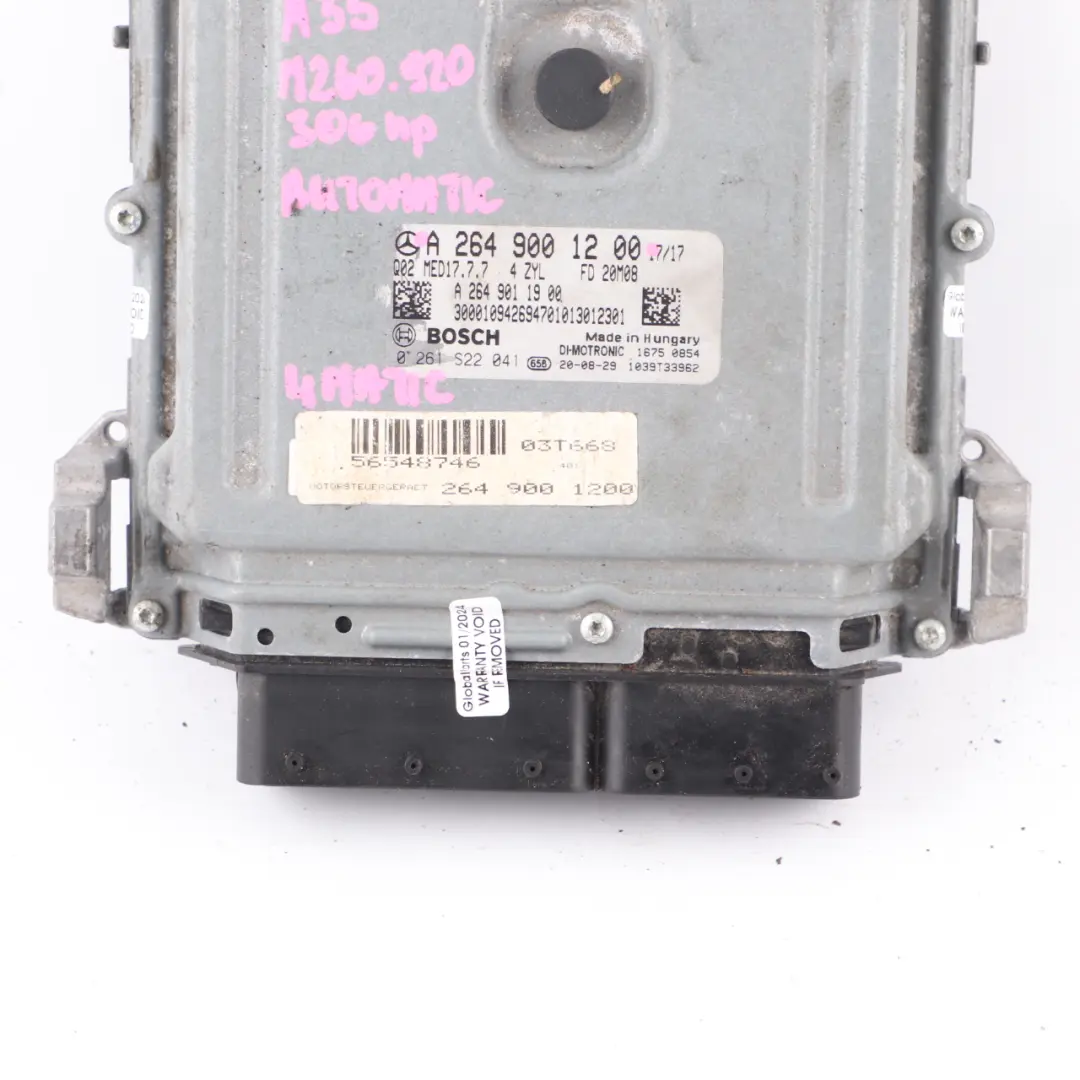 306HP M260.920 4-Matic Motor Unidad Control para Mercedes W177 A35 AMG con número de pieza A2649001200 Mercedes W177 A35 AMG 306HP M260.920 4-Matic Motor Unidad Control - SKU A2649001200 - Número de pieza A2649001200