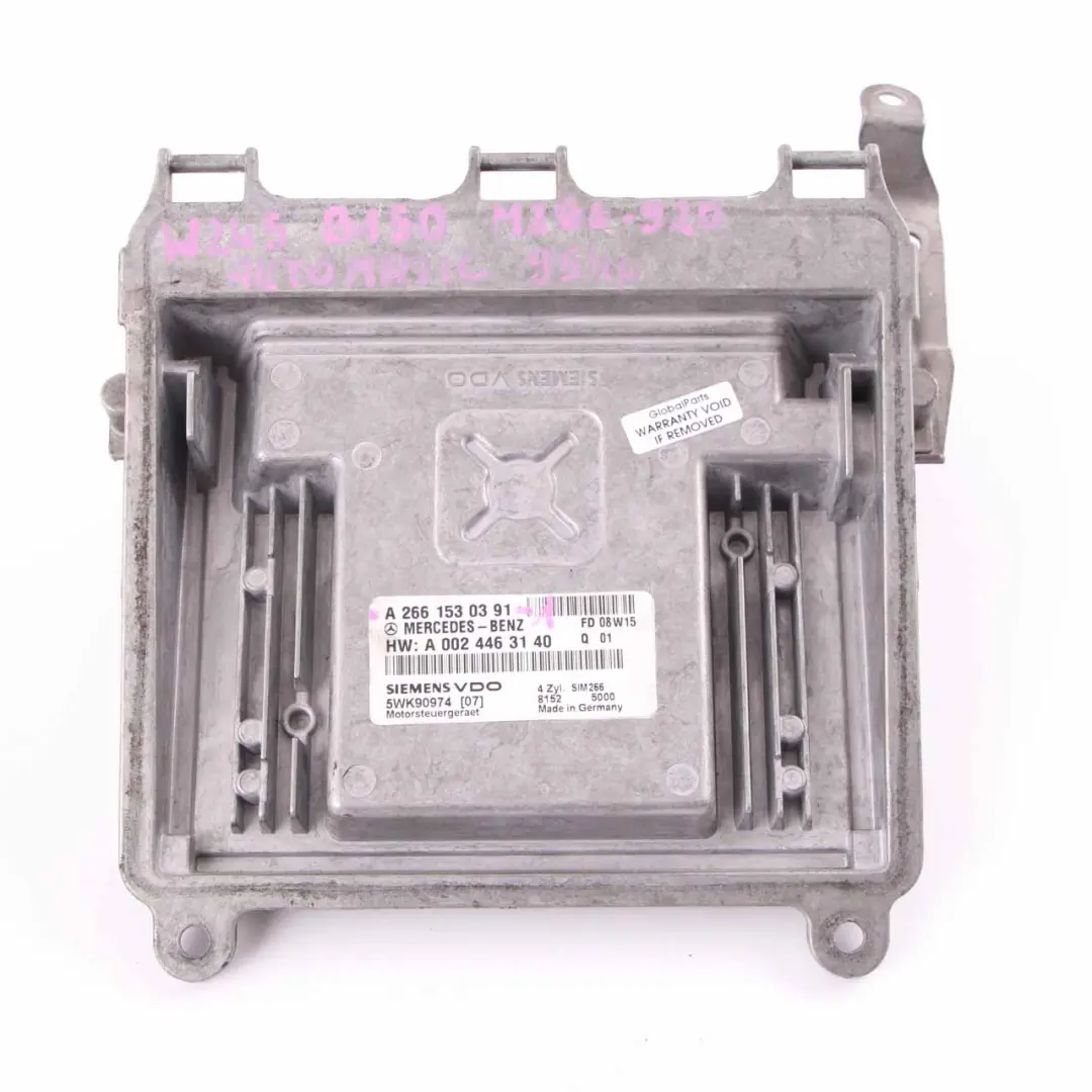 Mercedes W169 W245 A150 B150 M266.920 95HP Kit moteur Serrure clé - SKU A2661530391-1 - Numéro de pièce A2661530391