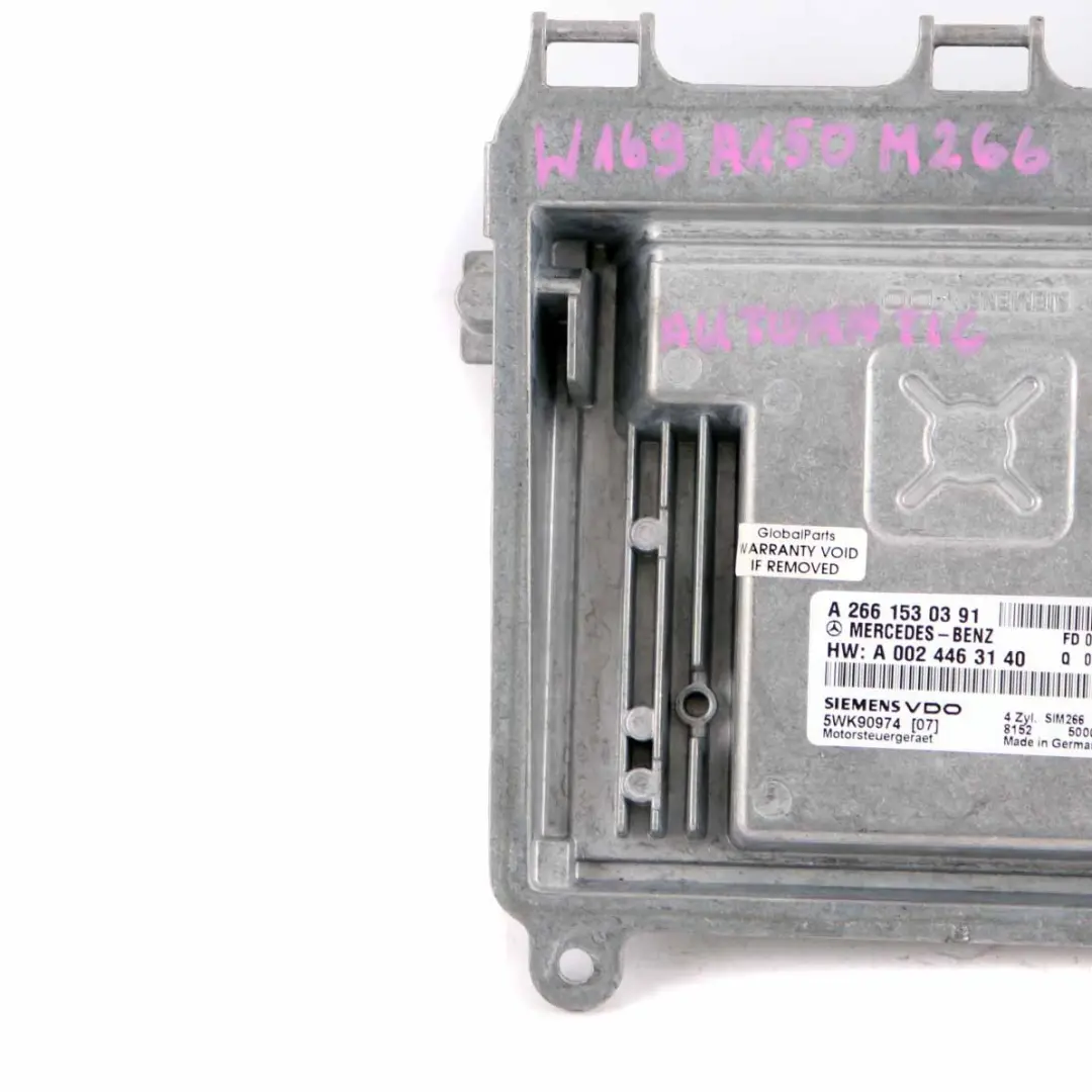 A150 M266 95HP Engine Control Unit ECU Automatic to Mercedes W169 with Part number A2661530391 Mercedes W169 A150 M266 95HP Engine Control Unit ECU Automatic - SKU A2661530391 - Part number A2661530391