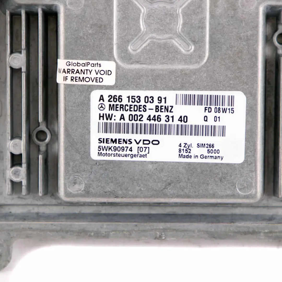 Mercedes W169 A150 M266 95HP Engine Control Unit ECU Automatic - SKU A2661530391 - Part number A2661530391