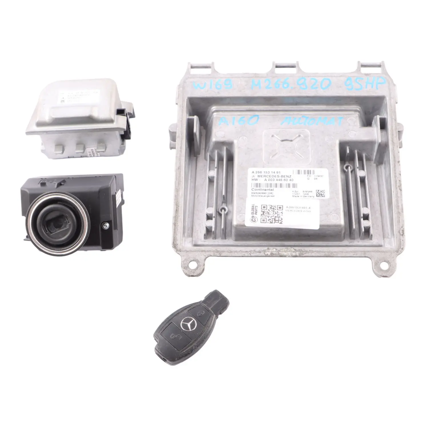Mercedes W169 A160 266.920 95HP Engine Control Unit ECU Kit A2661531491 Key Lock