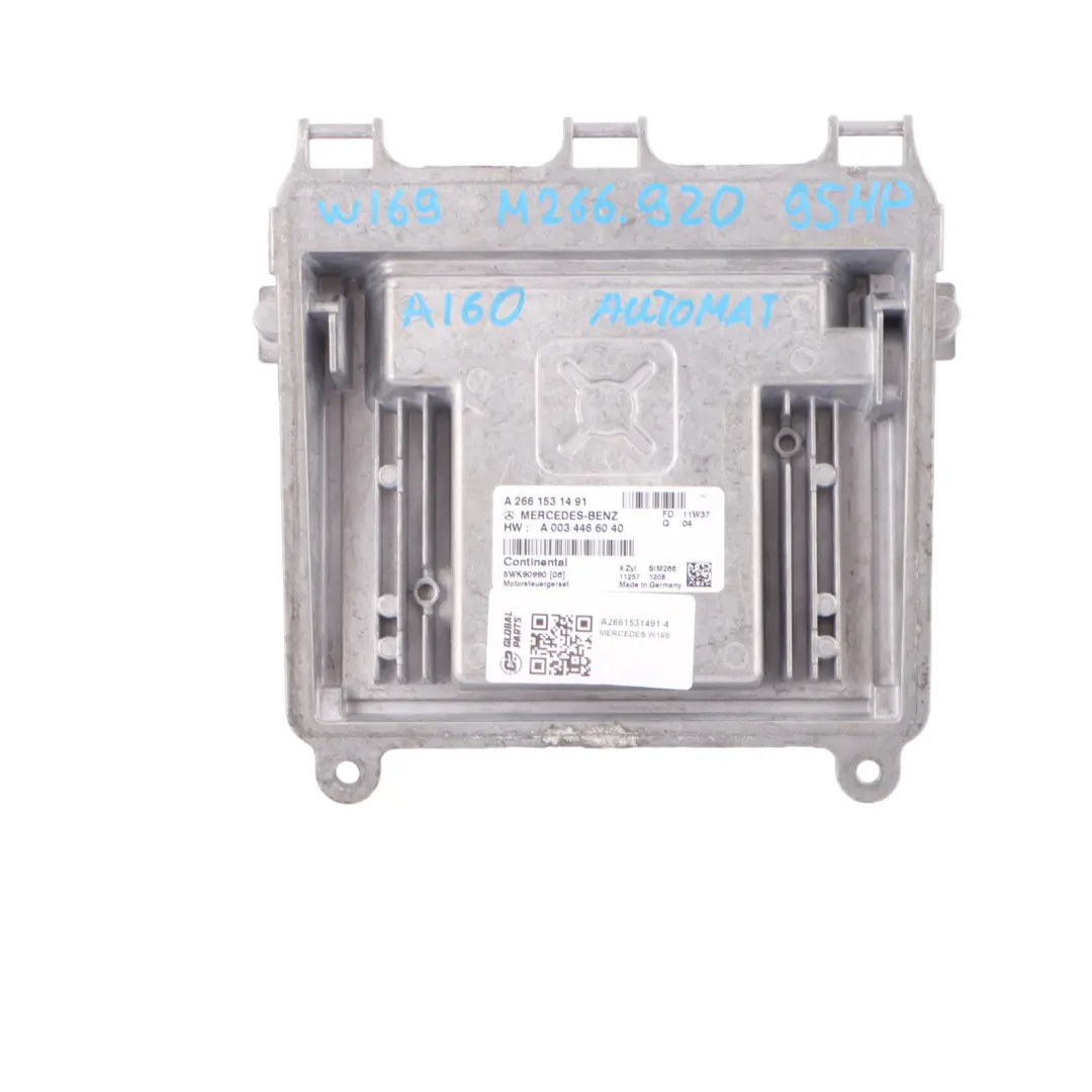 A160 266.920 95HP Unité contrôle moteur ECU Serure clé pour Mercedes W169 à propos du numéro de pièce A2661531491 Mercedes W169 A160 266.920 95HP Unité contrôle moteur ECU Serure clé - SKU A2661531491-4 - Numéro de pièce A2661531491