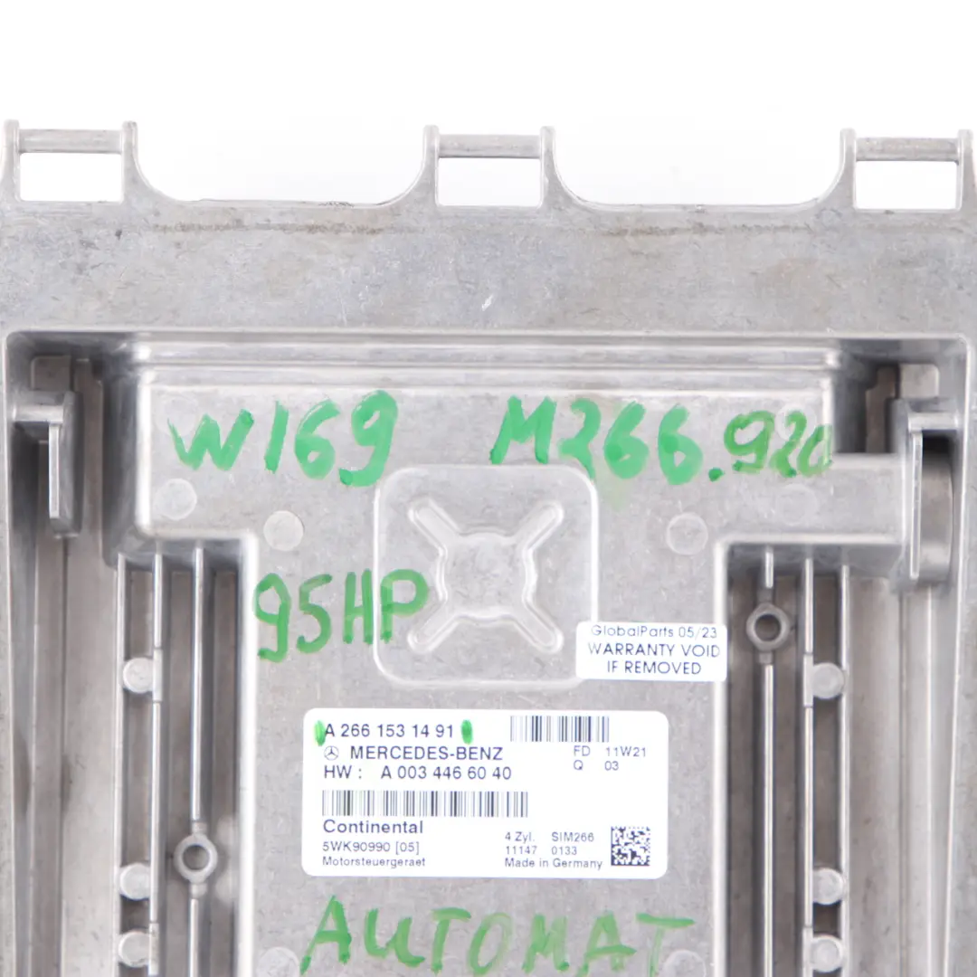 Mercedes W169 A150 M266.920 95HP Motorsteuergerät ECU Automatik - SKU A2661531491 - Teilenummer A2661531491