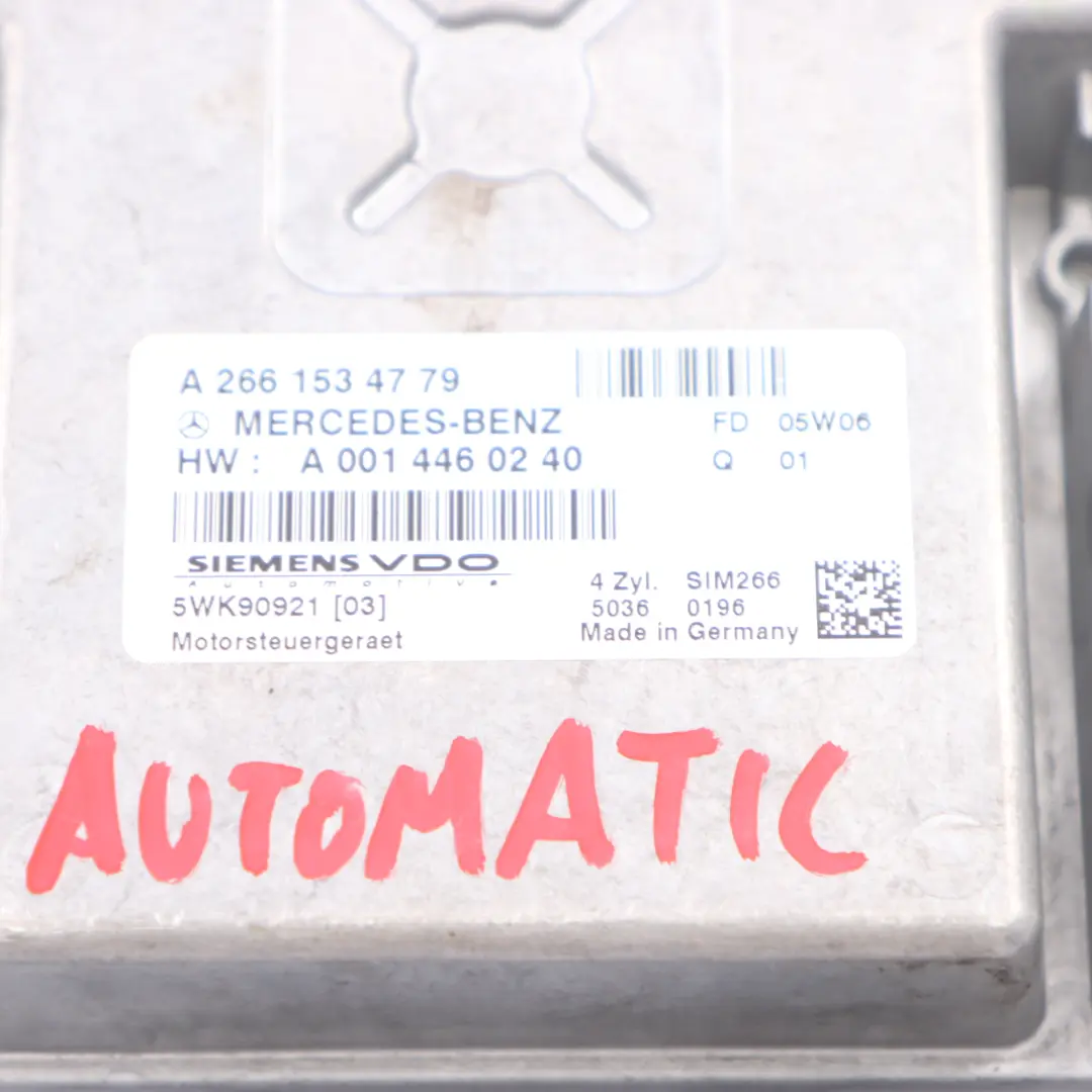 A200 M266.960 136HP Unidad Control ECU Automático para Mercedes W169 con número de pieza A2661534779 Mercedes W169 A200 M266.960 136HP Unidad Control ECU Automático - SKU A2661534779 - Número de pieza A2661534779