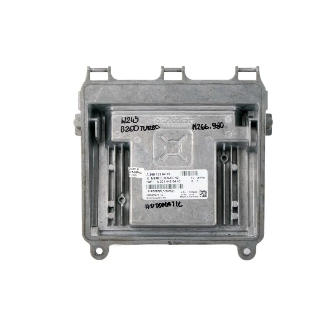 Mercedes-Benz W245 B200 Turbo M266 Engine Control ECU Automatic to with Part number A2661536479 Mercedes-Benz W245 B200 Turbo M266 Engine Control ECU Automatic - SKU A2661536479 - Part number A2661536479