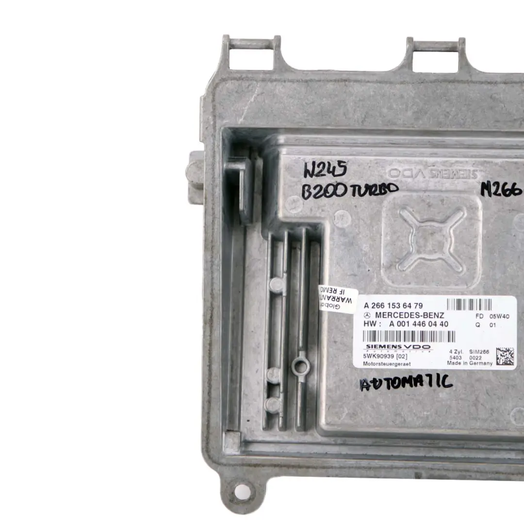 Mercedes-Benz W245 B200 Turbo M266 Engine Control ECU Automatic to with Part number A2661536479 Mercedes-Benz W245 B200 Turbo M266 Engine Control ECU Automatic - SKU A2661536479 - Part number A2661536479