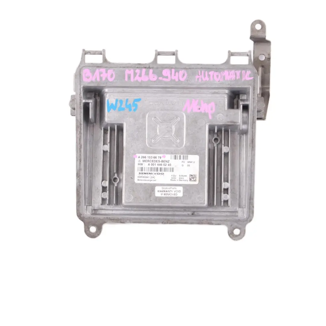 M266.940 116HP Engine Unit Module ECU Automatic to Mercedes W245 B170 with Part number A2661536679 Mercedes W245 B170 M266.940 116HP Engine Unit Module ECU Automatic - SKU A2661536679 - Part number A2661536679