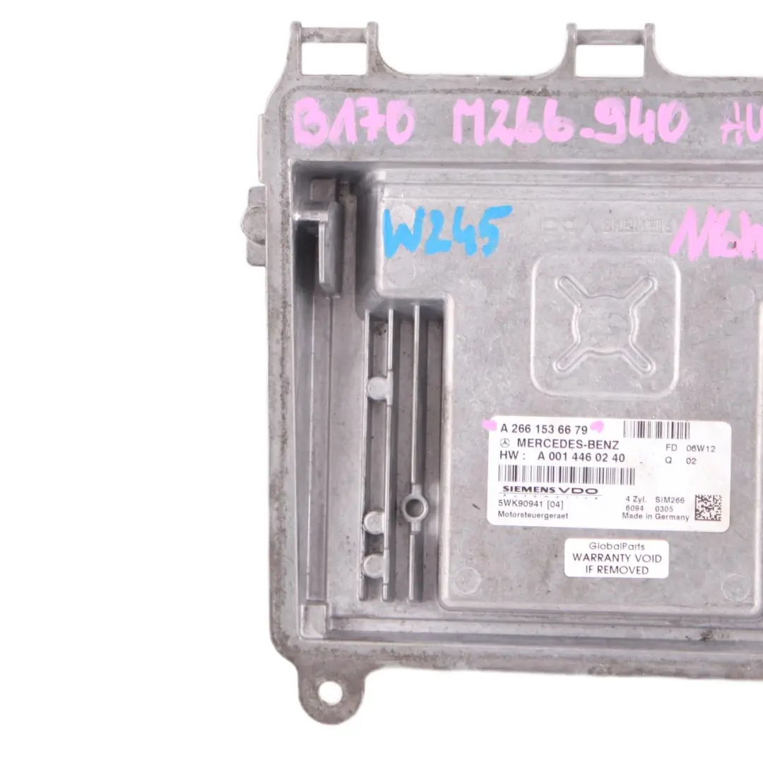 Mercedes W245 B170 M266.940 116HP Engine Unit Module ECU Automatic - SKU A2661536679 - Part number A2661536679
