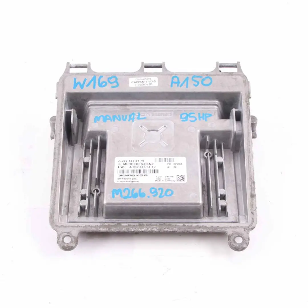Mercedes W169 A150 Petrol M266 95HP Engine Control Module Manual - SKU A2661538479 - Part number A2661538479