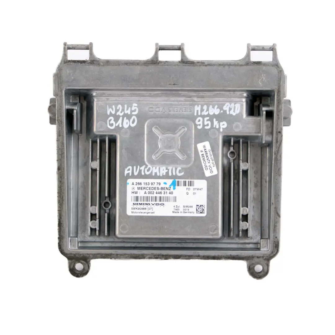 B160 M266 Engine Control ECU Kit Key Lock Automatic to Mercedes W245 with Part number A2661539779 Mercedes W245 B160 M266 Engine Control ECU Kit Key Lock Automatic - SKU A2661539779-1 - Part number A2661539779