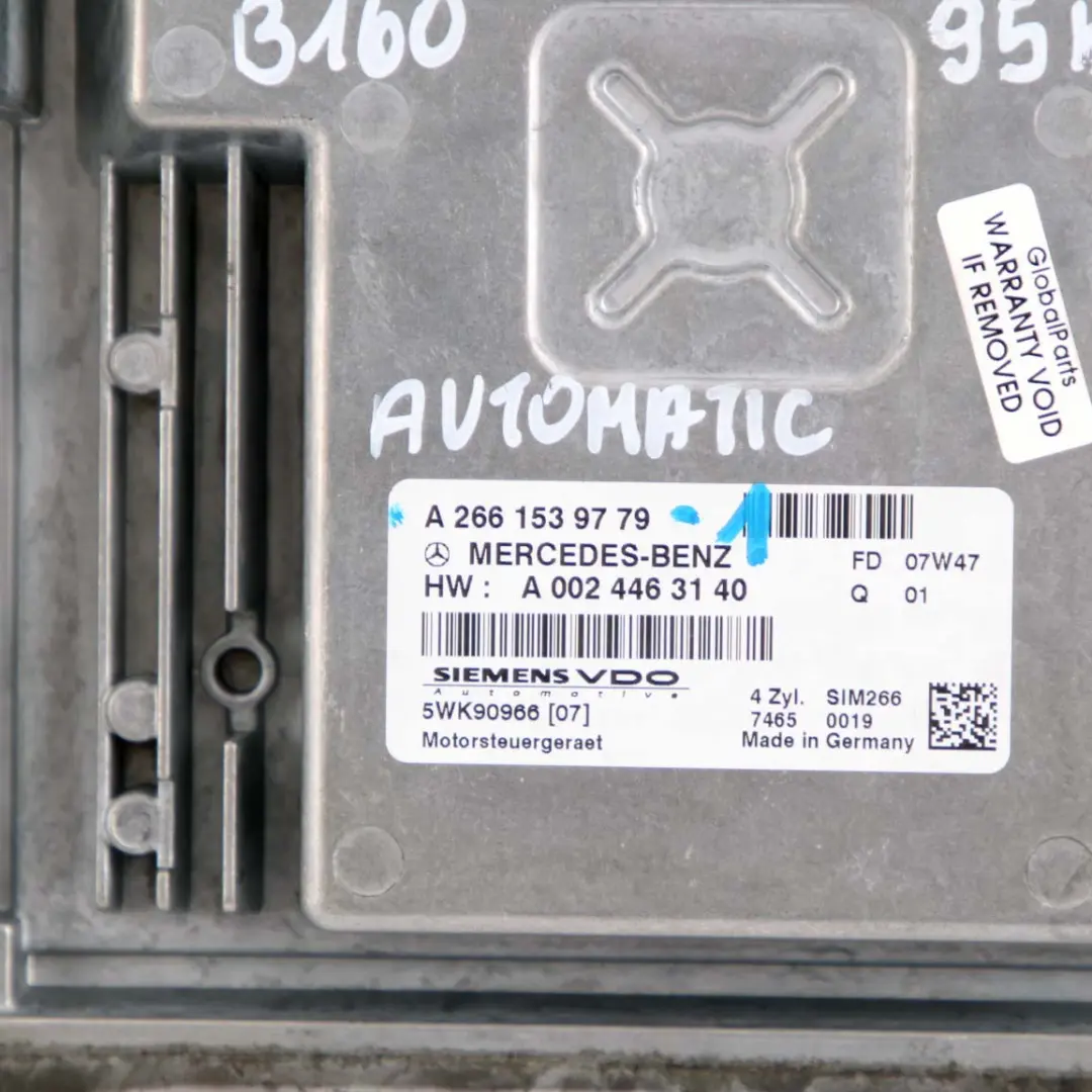 Mercedes W245 B160 M266 Engine Control ECU Kit Key Lock Automatic - SKU A2661539779-1 - Part number A2661539779
