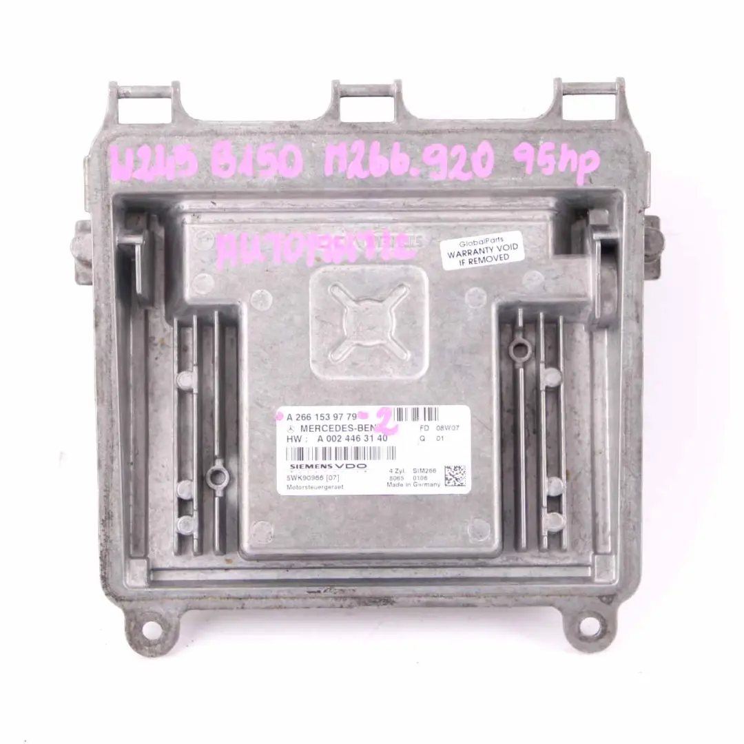 Mercedes W169 W245 A150 B150 M266 Engine Control ECU Kit Key Lock - SKU A2661539779-2 - Part number A2661539779