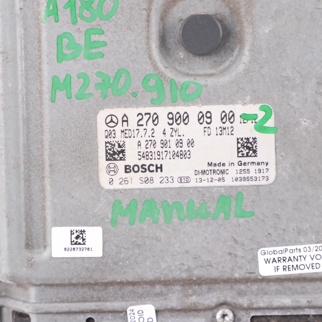 Mercedes W176 A 180 270.910 122HP Blue Efficiency ECU Kit Key Lock - SKU A2709000900-2 - Part number A2709000900