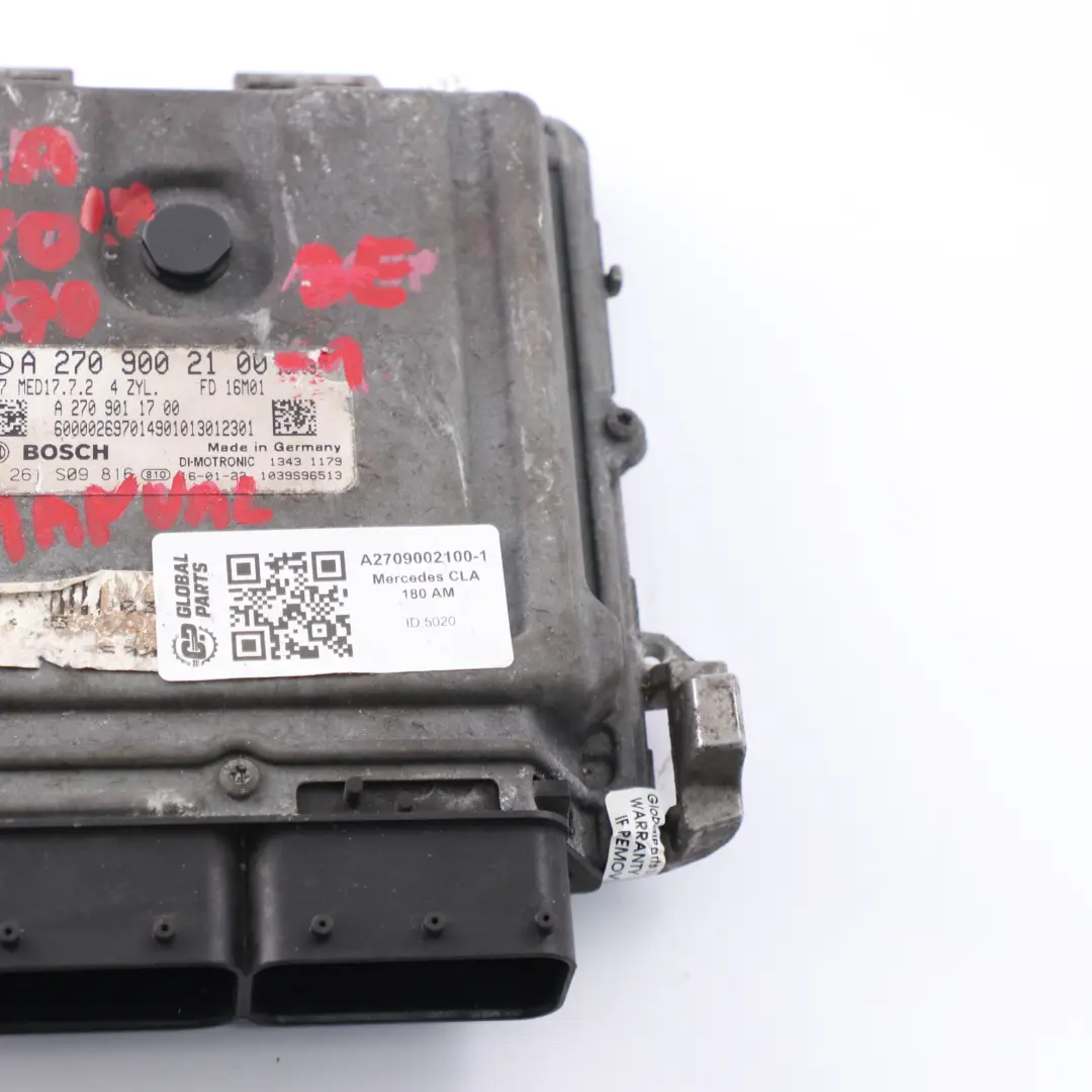 Mercedes W176 W246 A180 B180 BlueEFFICIENCY 270.910 122HP Engine ECU - SKU A2709002100-1 - Part number A2709002100