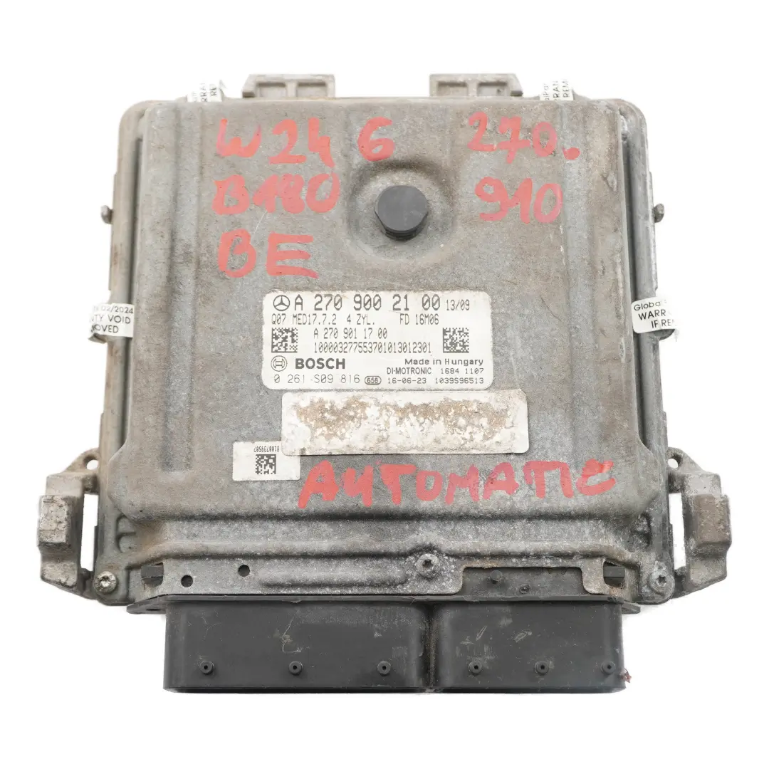 A180 B180 BluEFFICIENCY 270.910 122HP Motore ECU Mercedes W176 W246 - SKU A2709002100 - Numero di parte A2709002100