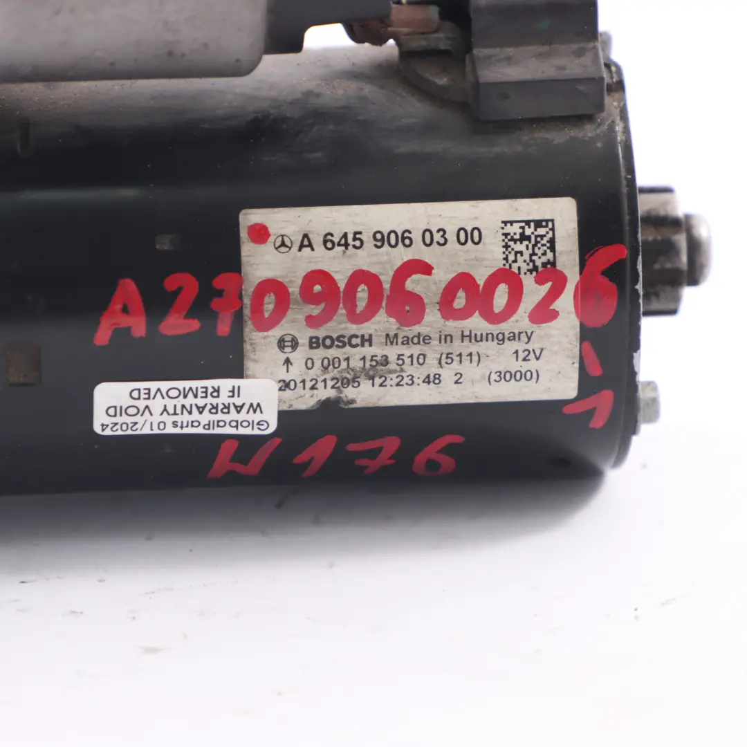 Motor de arranque Motor Mercedes W176 W246 Unidad 12V Denso A6459060300 - SKU A2709060026-1 - Número de pieza A2709060026