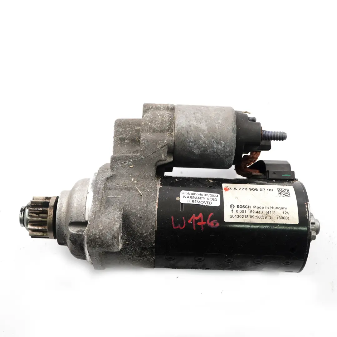 Starter Motor 12V Bosch M270 Petrol Engine to Mercedes W176 with Part number A2709060700 Mercedes W176 Starter Motor 12V Bosch M270 Petrol Engine - SKU A2709060700 - Part number A2709060700