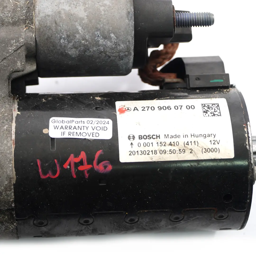 Mercedes W176 Motor De Arranque 12V Bosch M270 Motor De Gasolina - SKU A2709060700 - Número de pieza A2709060700