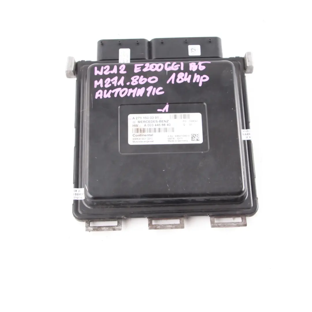 Mercedes W212 E200 BlueEFFICIENCY M271.860 184HP Engine ECU - SKU A2711500391-1 - Part number A2711500391