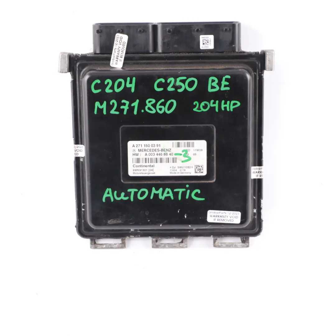 Mercedes W204 C250 BlueEFFICIENCY M271.860 204HP Engine ECU Kit Key - SKU A2711500391-3 - Part number A2711500391