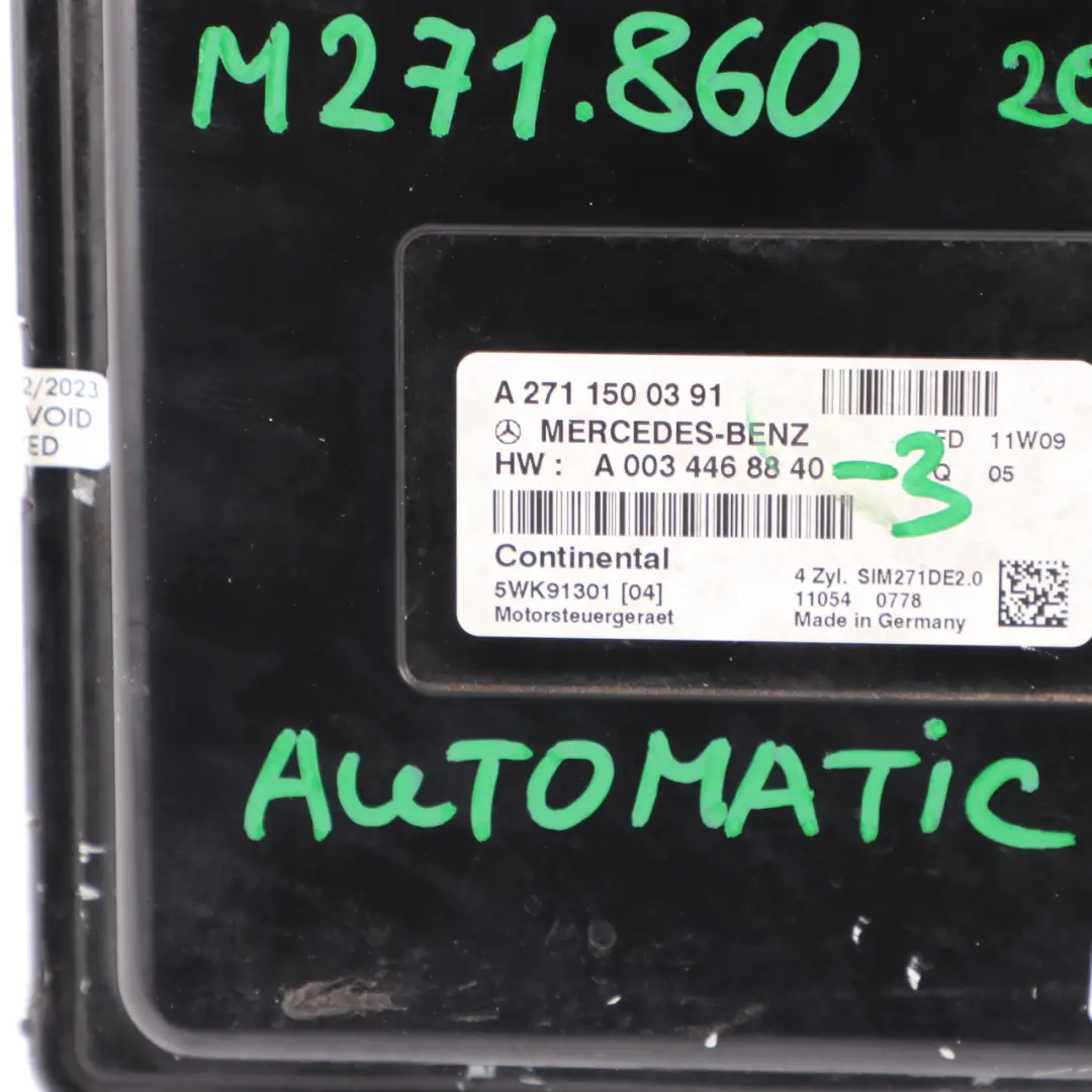 Mercedes W204 C250 BlueEFFICIENCY M271.860 204HP Engine ECU Kit Key - SKU A2711500391-3 - Part number A2711500391