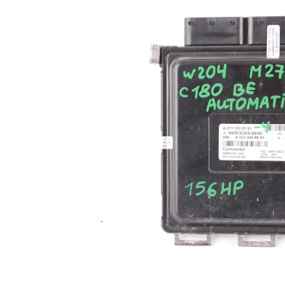 Mercedes W204 C180 BlueEFFICIENCY M271.820 156HP Engine Control Unit ECU - SKU A2711500391-4 - Part number A2711500391