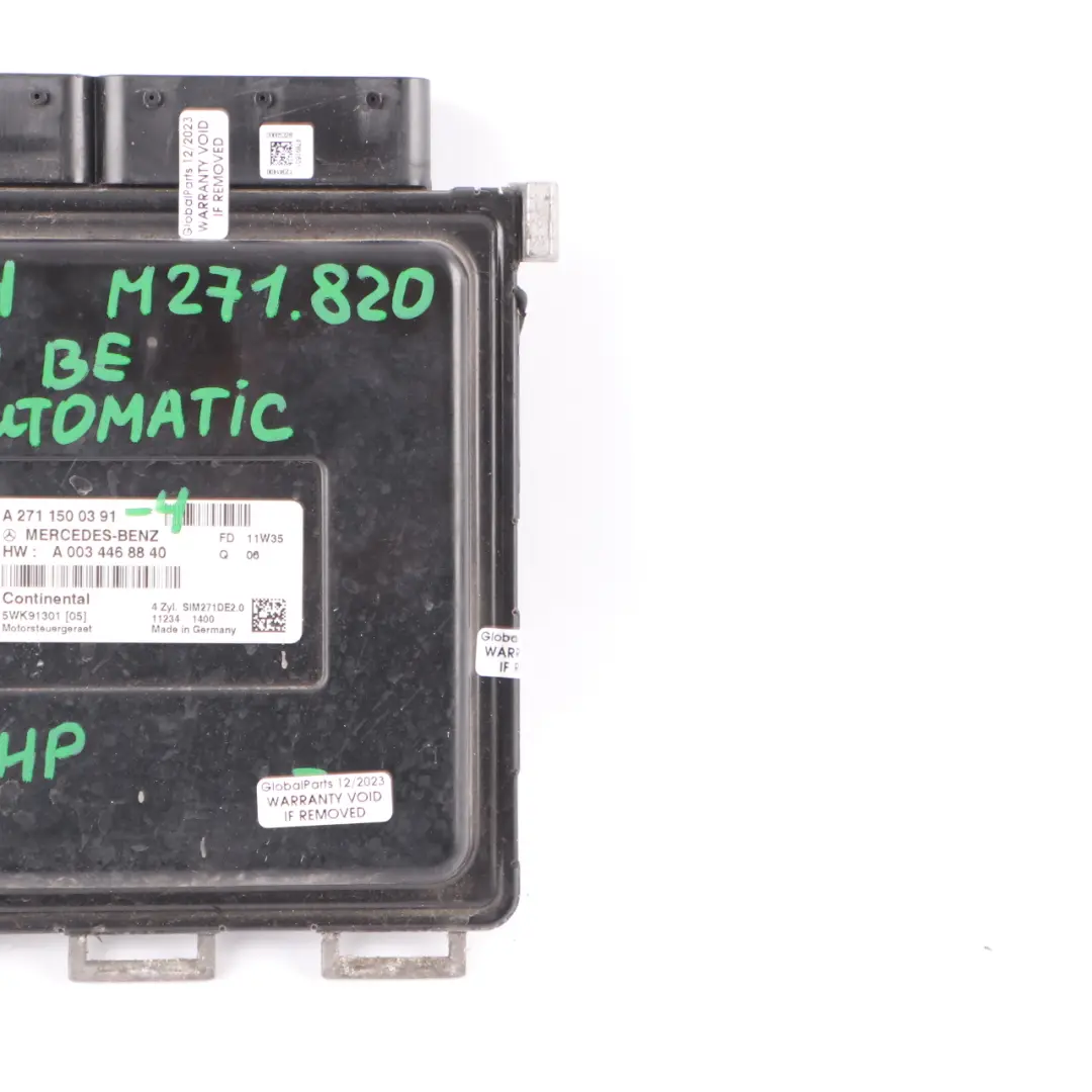 C180 BlueEFFICIENCY M271.820 156HP Engine Control Unit ECU to Mercedes W204 with Part number A2711500391 Mercedes W204 C180 BlueEFFICIENCY M271.820 156HP Engine Control Unit ECU - SKU A2711500391-4 - Part number A2711500391