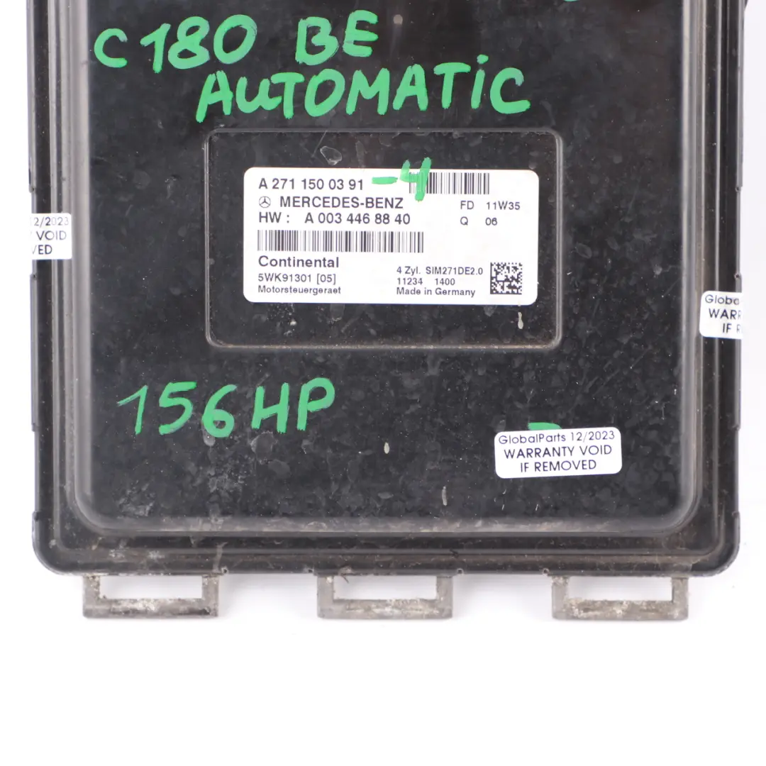 Mercedes W204 C180 BlueEFFICIENCY M271.820 156HP Engine Control Unit ECU - SKU A2711500391-4 - Part number A2711500391