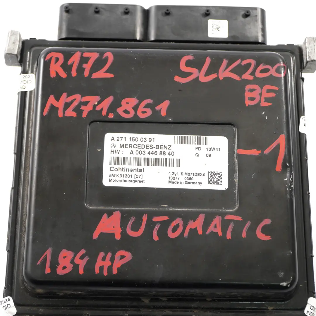 Mercedes R172 BlueEFFICIENCY 271.861 184HP Engine ECU Kit Keys Lock - SKU A2711500391-6 - Part number A2711500391