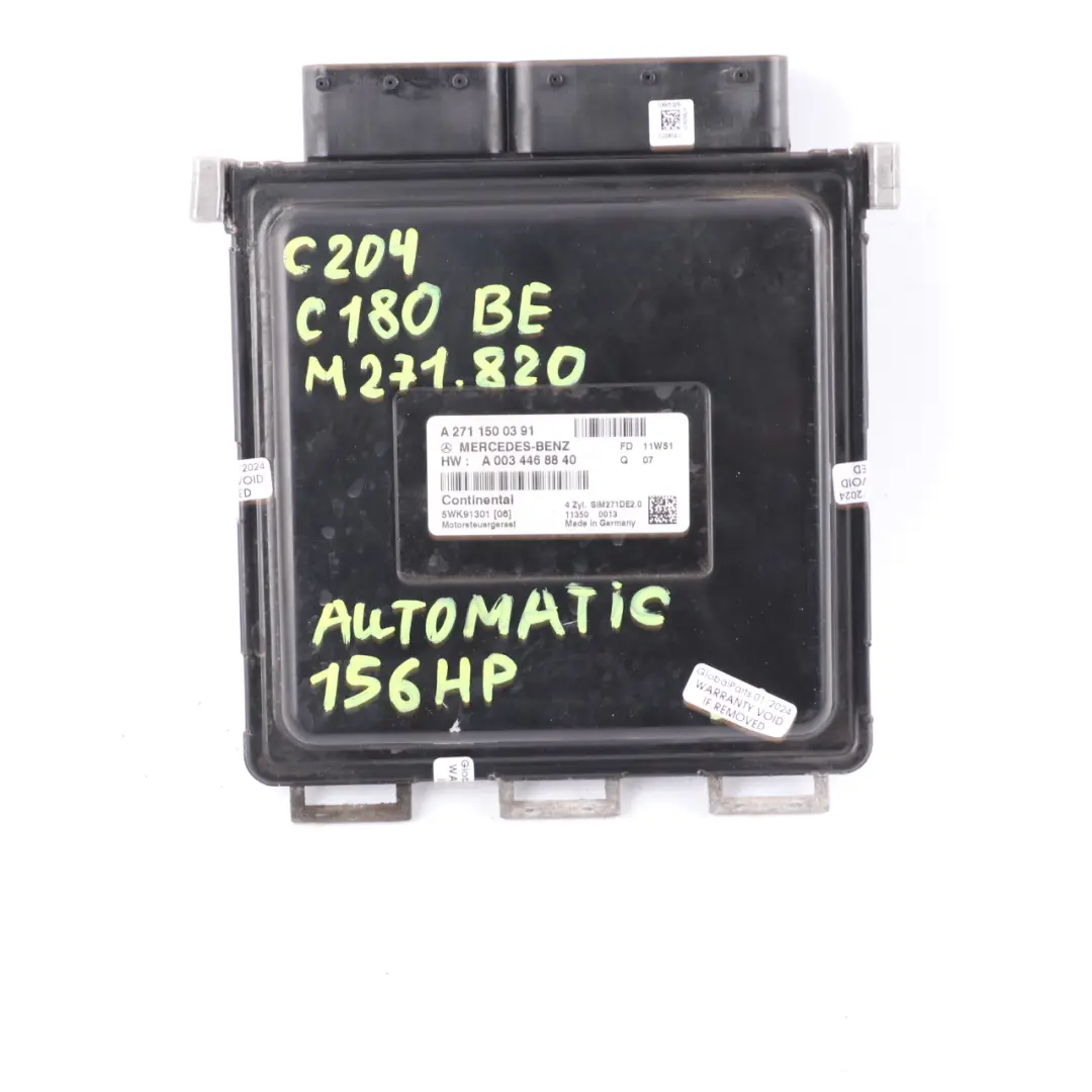 Mercedes W204 C180 M271.820 156HP Engine ECU Kit Key Lock Automatic - SKU A2711500391 - Part number A2711500391