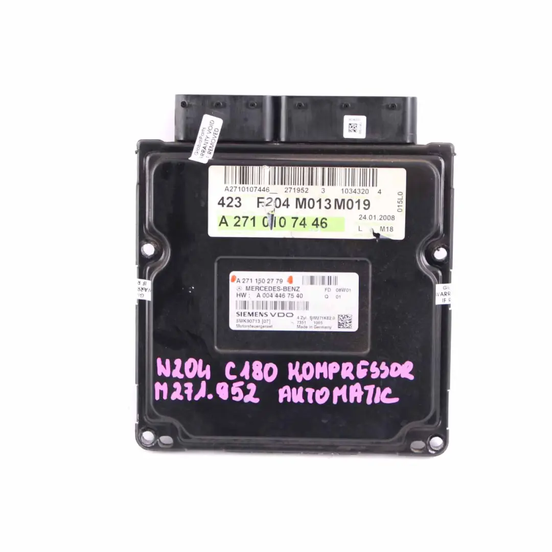 C180 Kompressor M271 Engine Control Unit Module ECU to Mercedes W204 with Part number A2711502779 Mercedes W204 C180 Kompressor M271 Engine Control Unit Module ECU - SKU A2711502779 - Part number A2711502779