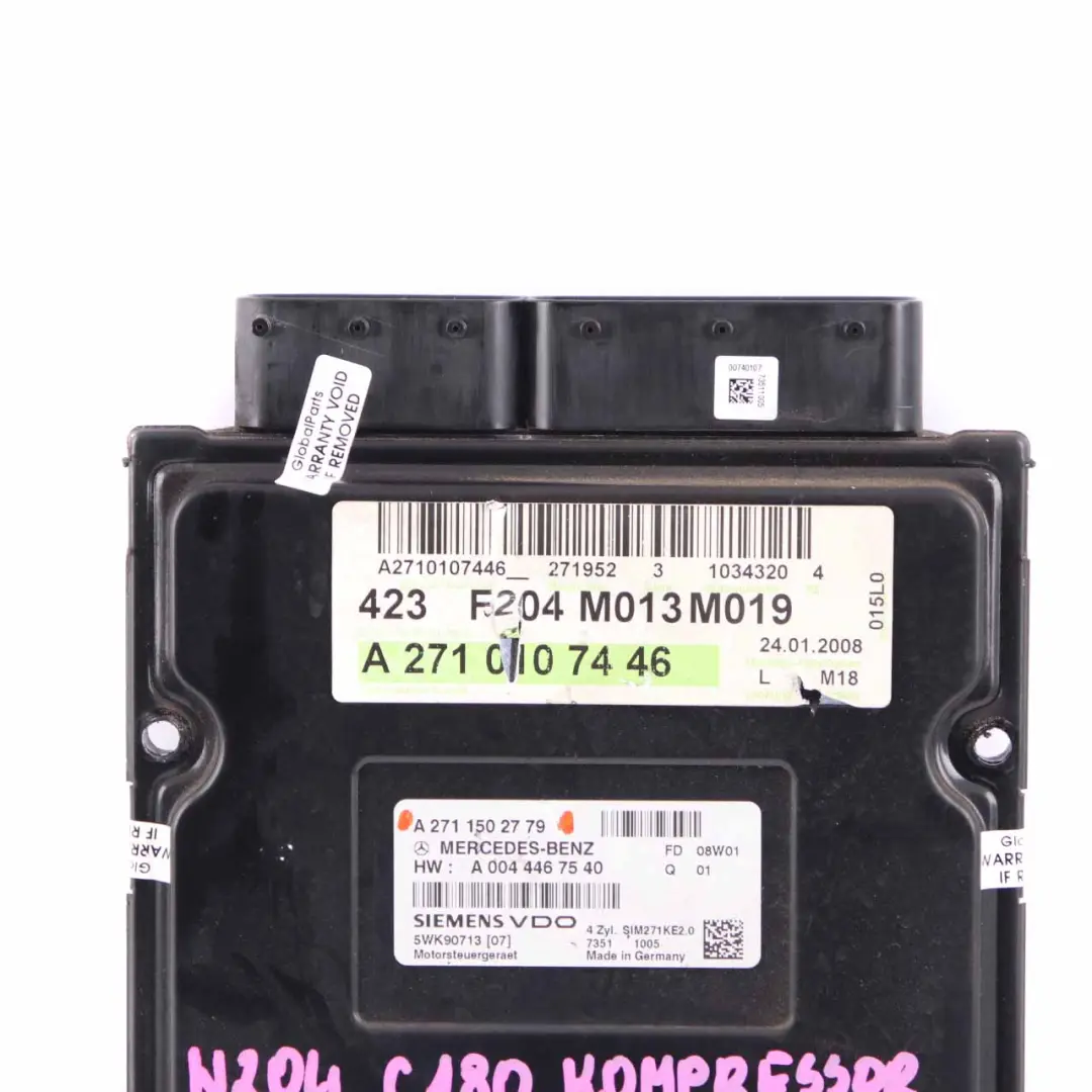 Mercedes W204 C180 Kompressor M271 Engine Control Unit Module ECU - SKU A2711502779 - Part number A2711502779
