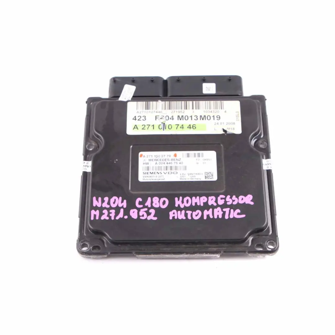 C180 Kompressor M271 Engine Control Unit Module ECU to Mercedes W204 with Part number A2711502779 Mercedes W204 C180 Kompressor M271 Engine Control Unit Module ECU - SKU A2711502779 - Part number A2711502779
