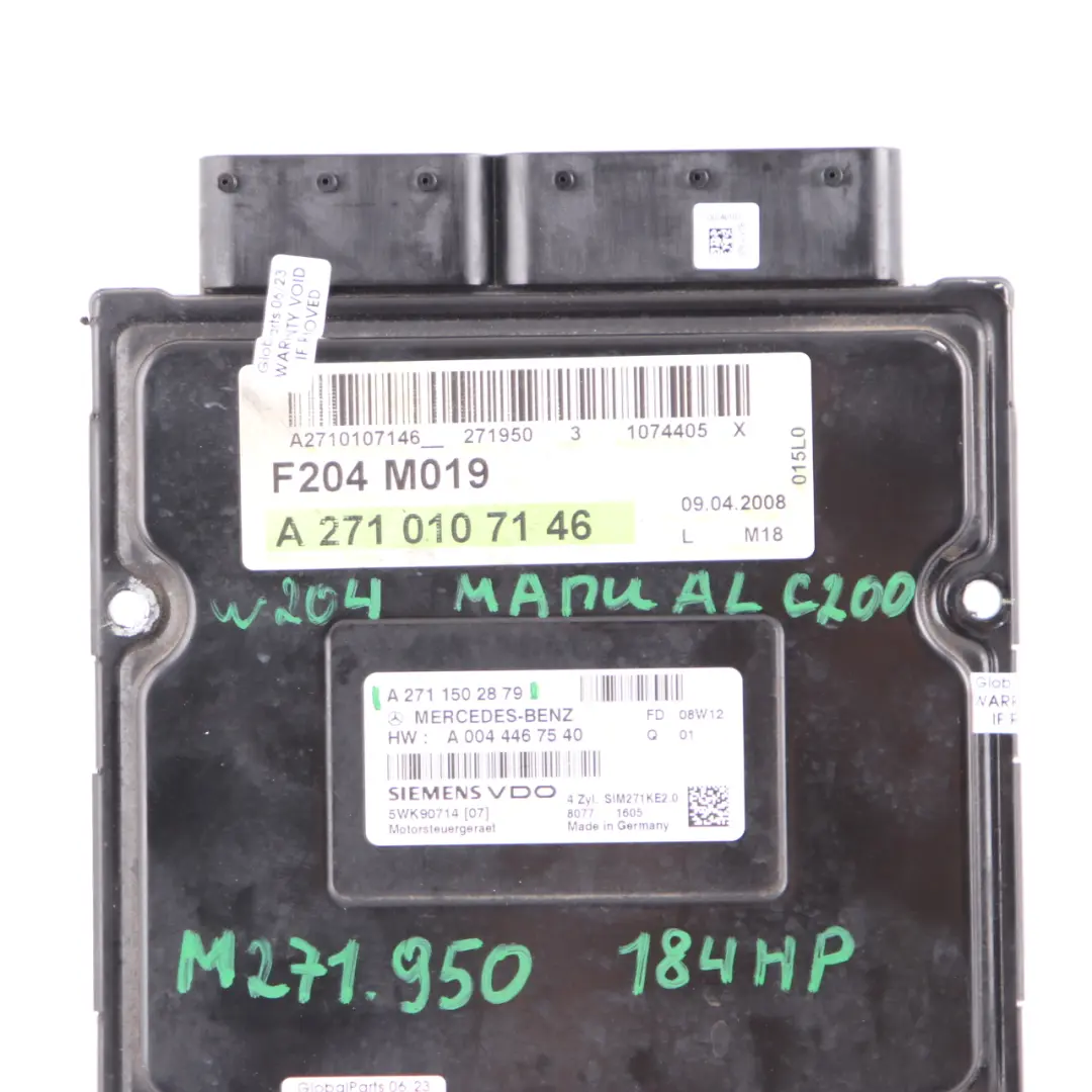 C200 M271.950 184HP Engine ECU Unit Module Manual to Mercedes W204 with Part number A2711502879 Mercedes W204 C200 M271.950 184HP Engine ECU Unit Module Manual - SKU A2711502879 - Part number A2711502879