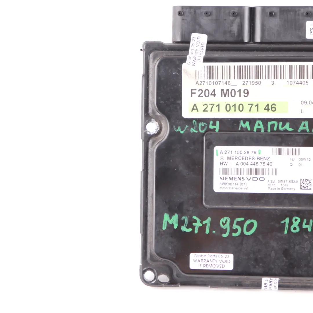 C200 M271.950 184HP Engine ECU Unit Module Manual to Mercedes W204 with Part number A2711502879 Mercedes W204 C200 M271.950 184HP Engine ECU Unit Module Manual - SKU A2711502879 - Part number A2711502879