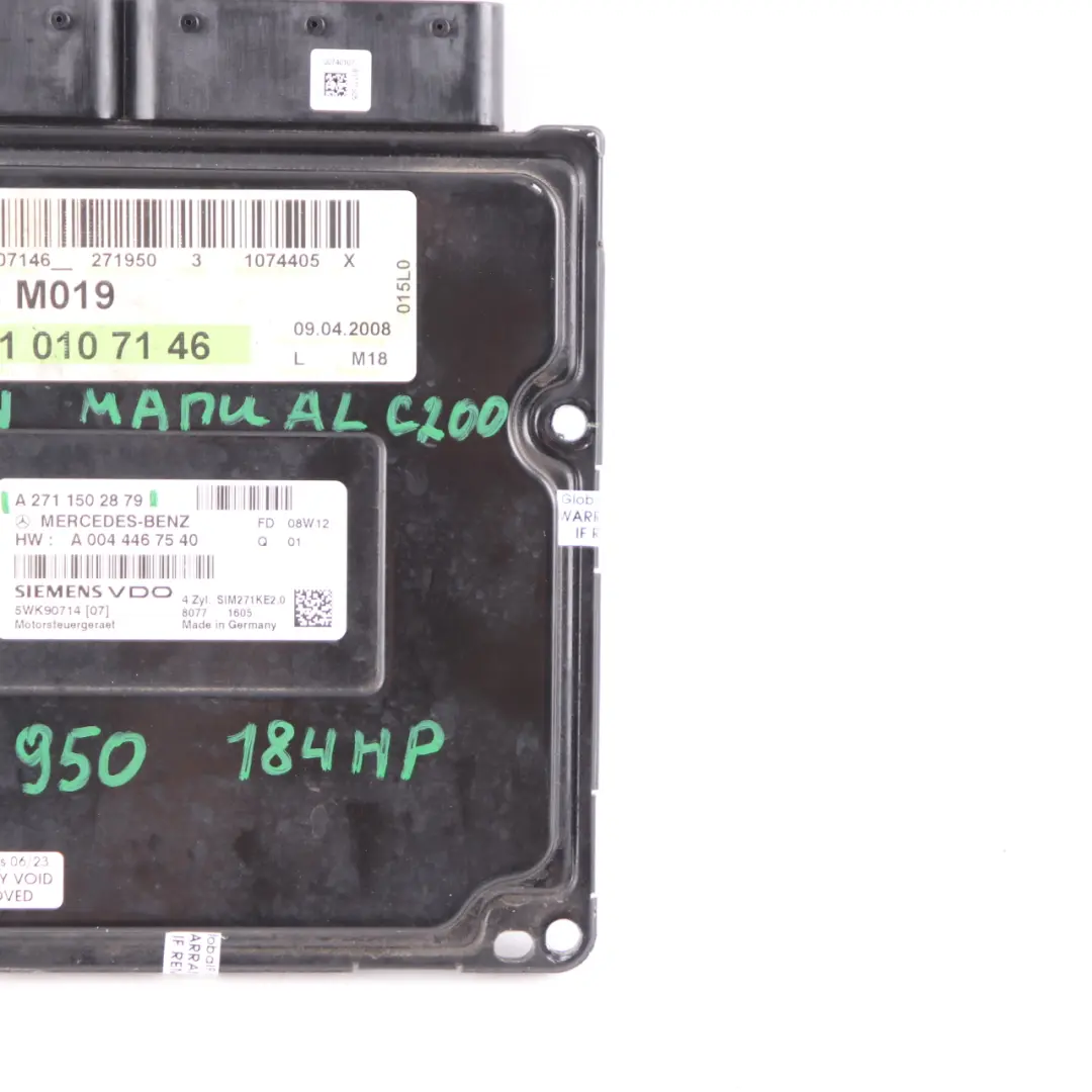 Mercedes W204 C200 M271.950 184HP Engine ECU Unit Module Manual - SKU A2711502879 - Part number A2711502879