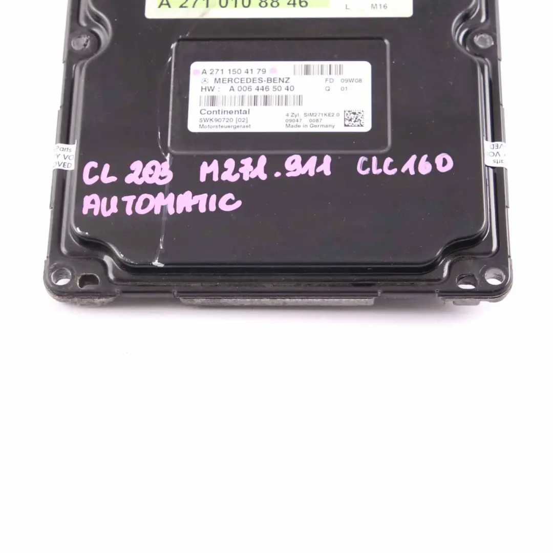 CLC160 Kompressor M271 Engine Control Unit Module ECU to Mercedes CL203 with Part number A2711504179 Mercedes CL203 CLC160 Kompressor M271 Engine Control Unit Module ECU - SKU A2711504179 - Part number A2711504179