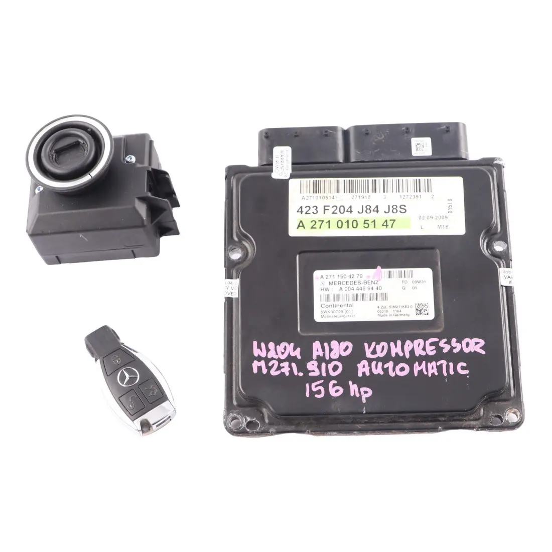 Mercedes-Benz W204 C180 156HP Kompressor 271.910 Motor ECU Kit A2711504279 Slot